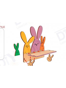 Σετ των 3 Intra απο ξύλο plywood 3mm-4mm πάχος Bunny Rabbit Kids Nursery ράφι Δίασταση 6x6 cm INTRAFABR-110986610
