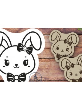 Σετ των 3 Intra απο ξύλο plywood 3mm-4mm πάχος Λαγουδάκι με Φιόγκο Σκουλαρίκια | Πασχαλινό λέιζερ Δίασταση 3x3 cm INTRAFABR-119722742