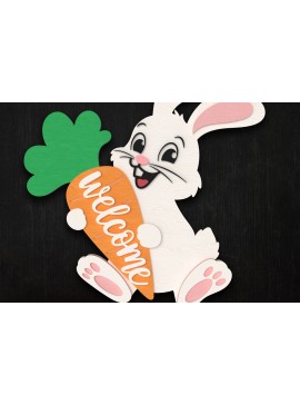 Σετ των 3 Intra απο ξύλο plywood 3mm-4mm πάχος Λαγουδάκι με Καρότο Καλωσόρισμα Δίασταση 8x8 cm INTRAFABR-114466266