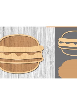Σετ των 2 Intra απο ξύλο plywood 3mm-4mm πάχος Burger Decoration Δίασταση 15x15 cm INTRAFABR-109510499