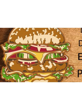 Σετ των 2 Intra απο ξύλο plywood 3mm-4mm πάχος Burger Multilayer 3D / Burger 3D Δίασταση 30x20 cm INTRAFABR-77275254