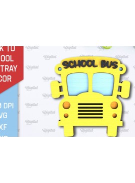 Σετ των 2 Intra απο ξύλο plywood 3mm-4mm πάχος Λεωφορείο Επιστροφή στο σχολείο Δίσκος βαθμίδας κοπής με λέιζερ Δίασταση 30x20 cm INTRAFABR-102240499