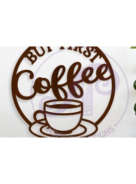 Σετ των 3 Intra απο ξύλο plywood 3mm-4mm πάχος Αλλά First Coffee and Wine Wall Sign, Δίασταση 10x10 cm INTRAFABR-123871380