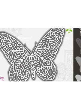 Σετ των 2 Intra απο ξύλο plywood 3mm-4mm πάχος Πεταλούδες #9 Mandala 3D Layered Δίασταση 30x30 cm INTRAFABR-12200451