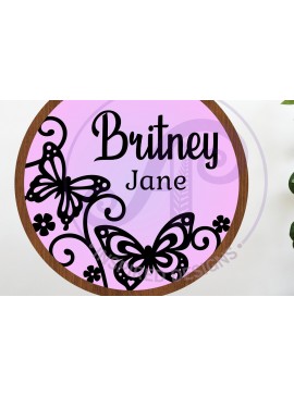 Σετ των 3 Intra απο ξύλο plywood 3mm-4mm πάχος Πεταλούδες σε στρώσεις με όνομα Τοίχο σημάδι Δίασταση 6x6 cm INTRAFABR-121002048