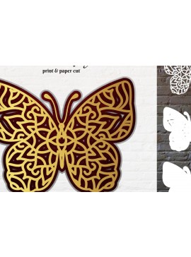 Intra απο ξύλο plywood 3mm-4mm πάχος Butterfly #1 Mandala 3D Layered Δίασταση 30x30 cm INTRAFABR-15082845