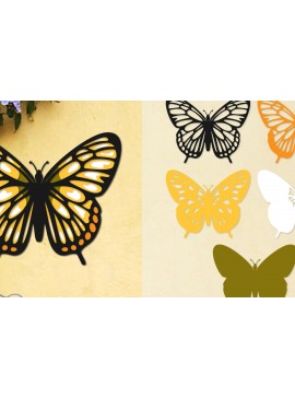 Σετ των 2 Intra απο ξύλο plywood 3mm-4mm πάχος Πεταλούδα 3D Layered Papercut Δίασταση 30x20 cm INTRAFABR-96048741