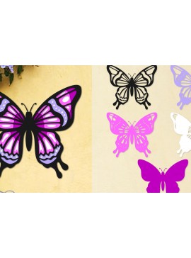 Intra απο ξύλο plywood 3mm-4mm πάχος Πεταλούδα 3D Layered Papercut Δίασταση 30x20 cm INTRAFABR-96048599