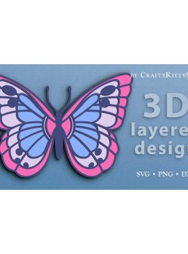 Σετ των 3 Intra απο ξύλο plywood 3mm-4mm πάχος αποκοπής 3D Layered Butterfly Δίασταση 7x7 cm INTRAFABR-67876166