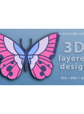 Σετ των 3 Intra απο ξύλο plywood 3mm-4mm πάχος αποκοπής 3D Layered Butterfly Δίασταση 7x7 cm INTRAFABR-67876086