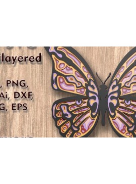 Σετ των 3 Intra απο ξύλο plywood 3mm-4mm πάχος κοπής πολλαπλών επιπέδων Butterfly 3D Δίασταση 8x8 cm INTRAFABR-109349303