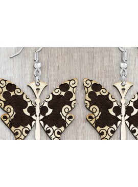 Σετ των 3 Intra απο ξύλο plywood 3mm-4mm πάχος Σκουλαρίκια Butterfly Boho . Δίασταση 4x4 cm INTRAFABR-121048154