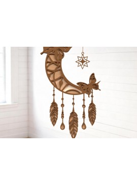Σετ των 3 Intra απο ξύλο plywood 3mm-4mm πάχος Butterfly Crescent Moon Dreamcatcher Δίασταση 8x8 cm INTRAFABR-121402496