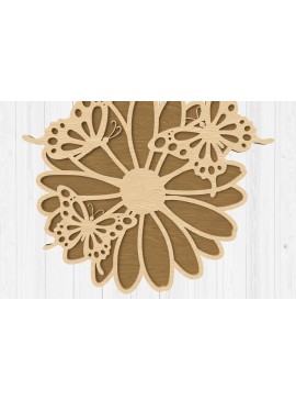 Σετ των 2 Intra απο ξύλο plywood 3mm-4mm πάχος Butterfly Daisy Wall Art - Δίασταση 40x40 cm INTRAFABR-112746683