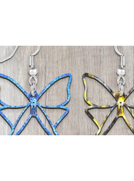 Σετ των 3 Intra απο ξύλο plywood 3mm-4mm πάχος Σκουλαρίκια πεταλούδα Boho . Δίασταση 4x4 cm INTRAFABR-120925783