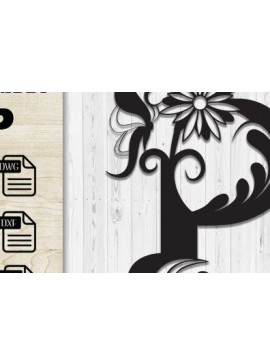 Σετ των 2 Intra απο ξύλο plywood 3mm-4mm πάχος Πεταλούδα Floral Alphabet P Δίασταση 30x20 cm INTRAFABR-35741479