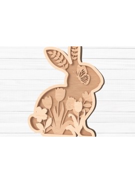 Σετ των 2 Intra απο ξύλο plywood 3mm-4mm πάχος Πεταλούδα Floral λαγουδάκι με λέιζερ Δίασταση 30x20 cm INTRAFABR-113692252