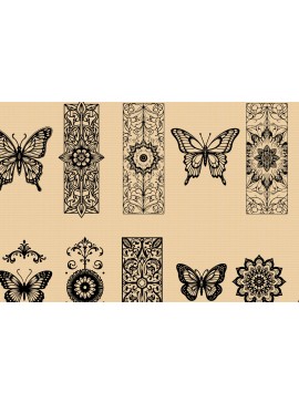 Σετ των 2 Intra απο ξύλο plywood 3mm-4mm πάχος πάνελ κοπής με λέιζερ πεταλούδα & φλοράλ Δίασταση 40x40 cm INTRAFABR-123829345