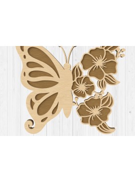 Σετ των 2 Intra απο ξύλο plywood 3mm-4mm πάχος Πεταλούδα Floral Wall Art - Δίασταση 40x40 cm INTRAFABR-112745261