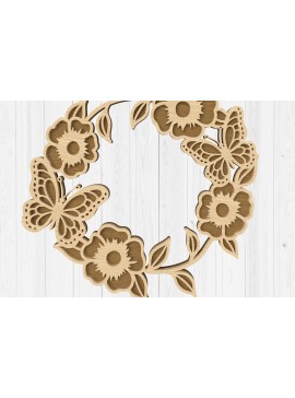 Intra απο ξύλο plywood 3mm-4mm πάχος Πεταλούδα Floral στεφάνι με λέιζερ Δίασταση 30x20 cm INTRAFABR-112746787
