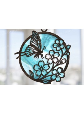 Intra απο ξύλο plywood 3mm-4mm πάχος Butterfly Flower Suncatcher Δίασταση 30x20 cm INTRAFABR-123180227