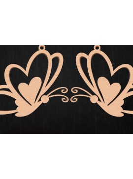 Σετ των 3 Intra απο ξύλο plywood 3mm-4mm πάχος Σκουλαρίκια καρδιά πεταλούδα σχέδιο Δίασταση 3x3 cm INTRAFABR-113201134