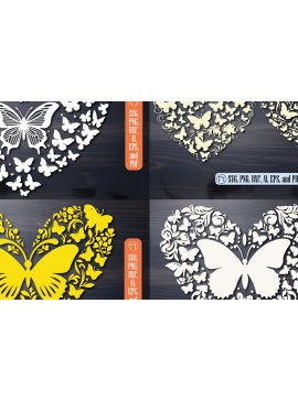 Σετ των 2 Intra απο ξύλο plywood 3mm-4mm πάχος αρχείου Cut Butterfly Heart Δίασταση 15x15 cm INTRAFABR-89454911
