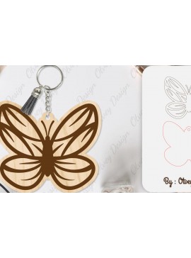 Σετ των 3 Intra απο ξύλο plywood 3mm-4mm πάχος Μπρελόκ Butterfly  Δίασταση 6x6 cm INTRAFABR-101181717