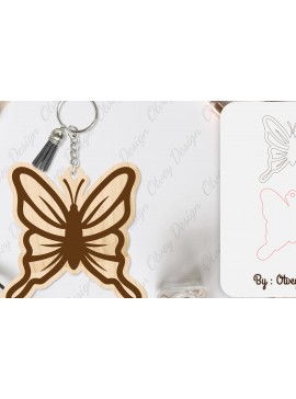 Σετ των 3 Intra απο ξύλο plywood 3mm-4mm πάχος Μπρελόκ Butterfly  Δίασταση 6x6 cm INTRAFABR-101181757