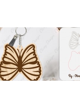 Σετ των 3 Intra απο ξύλο plywood 3mm-4mm πάχος Μπρελόκ Butterfly  Δίασταση 6x6 cm INTRAFABR-101181778