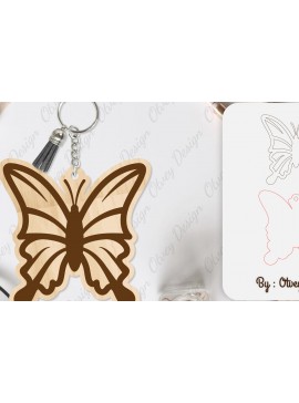 Σετ των 3 Intra απο ξύλο plywood 3mm-4mm πάχος Μπρελόκ Butterfly  Δίασταση 6x6 cm INTRAFABR-101181795