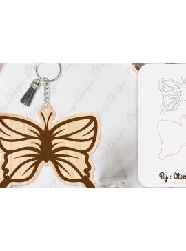 Σετ των 3 Intra απο ξύλο plywood 3mm-4mm πάχος Μπρελόκ Butterfly  Δίασταση 6x6 cm INTRAFABR-101181820