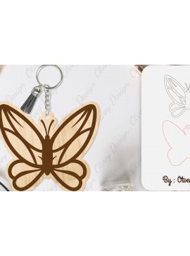 Σετ των 3 Intra απο ξύλο plywood 3mm-4mm πάχος Μπρελόκ Butterfly  Δίασταση 6x6 cm INTRAFABR-101181845