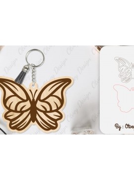 Σετ των 3 Intra απο ξύλο plywood 3mm-4mm πάχος Μπρελόκ Butterfly  Δίασταση 6x6 cm INTRAFABR-101181569