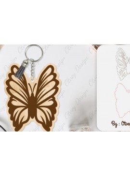 Σετ των 3 Intra απο ξύλο plywood 3mm-4mm πάχος Μπρελόκ Butterfly  Δίασταση 6x6 cm INTRAFABR-101181591