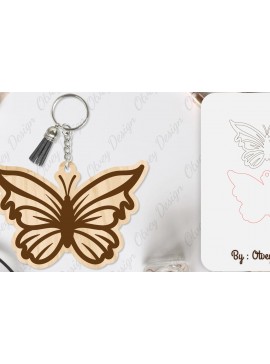 Σετ των 3 Intra απο ξύλο plywood 3mm-4mm πάχος Μπρελόκ Butterfly  Δίασταση 6x6 cm INTRAFABR-101181602