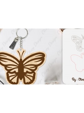 Σετ των 3 Intra απο ξύλο plywood 3mm-4mm πάχος Μπρελόκ Butterfly  Δίασταση 6x6 cm INTRAFABR-101181617