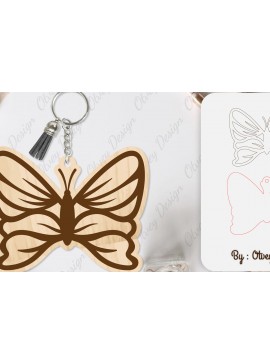 Σετ των 3 Intra απο ξύλο plywood 3mm-4mm πάχος Μπρελόκ Butterfly  Δίασταση 6x6 cm INTRAFABR-101181636