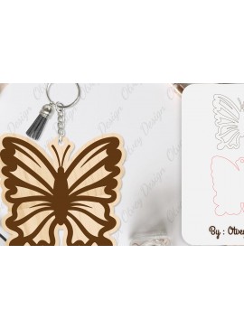 Σετ των 3 Intra απο ξύλο plywood 3mm-4mm πάχος Μπρελόκ Butterfly  Δίασταση 6x6 cm INTRAFABR-101181660