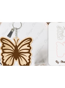 Σετ των 3 Intra απο ξύλο plywood 3mm-4mm πάχος Μπρελόκ Butterfly  Δίασταση 6x6 cm INTRAFABR-101181686