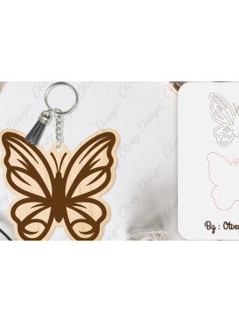 Σετ των 3 Intra απο ξύλο plywood 3mm-4mm πάχος Μπρελόκ Butterfly  Δίασταση 6x6 cm INTRAFABR-101181529