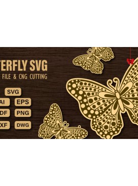 Σετ των 2 Intra απο ξύλο plywood 3mm-4mm πάχος  πεταλούδας και κοπής CNC Δίασταση 20x30 cm INTRAFABR-99338412