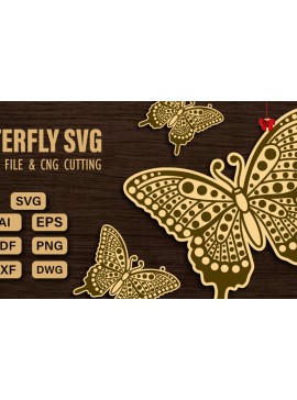 Σετ των 2 Intra απο ξύλο plywood 3mm-4mm πάχος  πεταλούδας και κοπής CNC Δίασταση 20x30 cm INTRAFABR-99338665