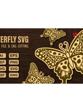 Σετ των 2 Intra απο ξύλο plywood 3mm-4mm πάχος  πεταλούδας και κοπής CNC Δίασταση 20x30 cm INTRAFABR-98678664