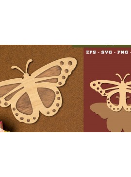 Σετ των 2 Intra απο ξύλο plywood 3mm-4mm πάχος Διακόσμηση κοπής με λέιζερ πεταλούδας 1 Δίασταση 15x15 cm INTRAFABR-111785610