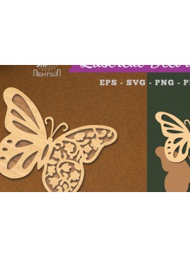 Σετ των 2 Intra απο ξύλο plywood 3mm-4mm πάχος Διακόσμηση κοπής με λέιζερ πεταλούδας 3 Δίασταση 15x15 cm INTRAFABR-112908772