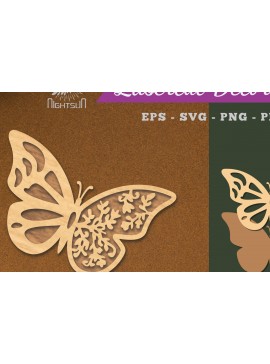 Σετ των 2 Intra απο ξύλο plywood 3mm-4mm πάχος Διακόσμηση κοπής με λέιζερ πεταλούδας 4 Δίασταση 15x15 cm INTRAFABR-112908867