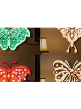 Σετ των 2 Intra απο ξύλο plywood 3mm-4mm πάχος Led Light Cut Butterfly  Δίασταση 15x15 cm INTRAFABR-100171067