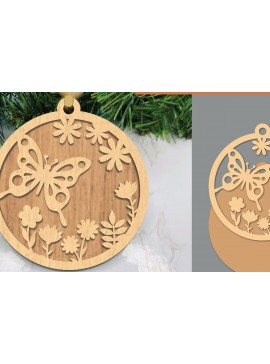 Σετ των 3 Intra απο ξύλο plywood 3mm-4mm πάχος Στολίδι κοπής με λέιζερ πεταλούδας 2 Δίασταση 8x8 cm INTRAFABR-106024026