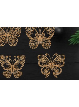 Σετ των 2 Intra απο ξύλο plywood 3mm-4mm πάχος κοπής με λέιζερ πεταλούδας Δίασταση 30x20 cm INTRAFABR-112317947